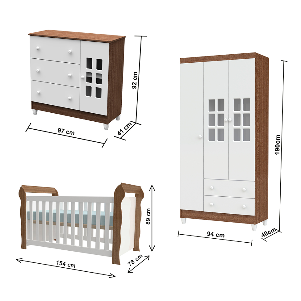 Quarto Infantil Maria 4 PT 5 GV Branco e Amadeirado