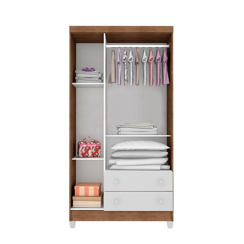 Quarto Infantil Maria 4 PT 5 GV Branco e Amadeirado