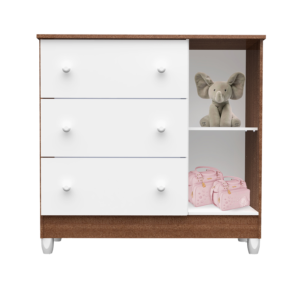 Quarto Infantil Maria 4 PT 5 GV Branco e Amadeirado