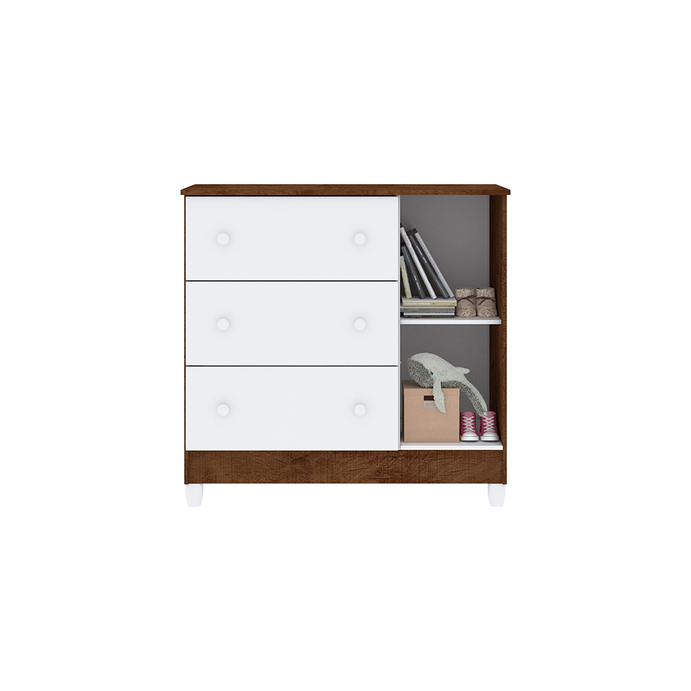 Quarto Infantil Maria 4 PT 5 GV Branco e Amadeirado