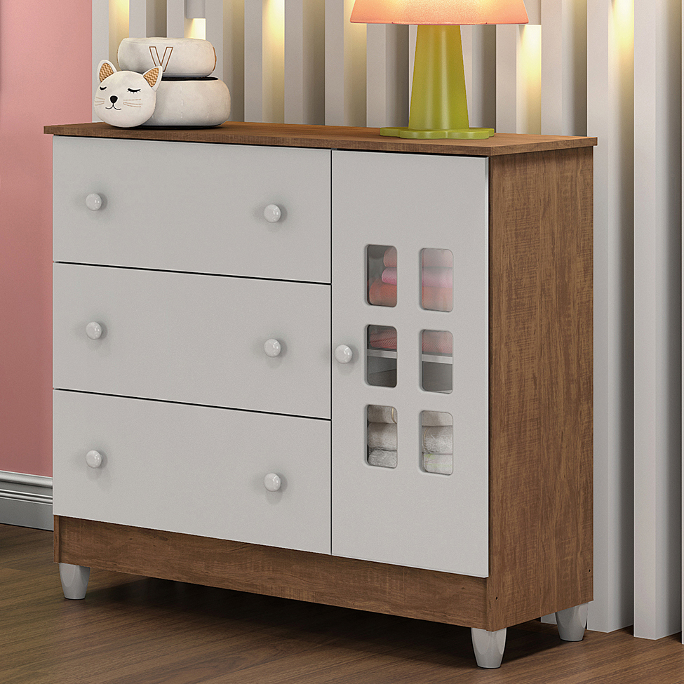 Quarto Infantil Maria 4 PT 5 GV Branco e Amadeirado