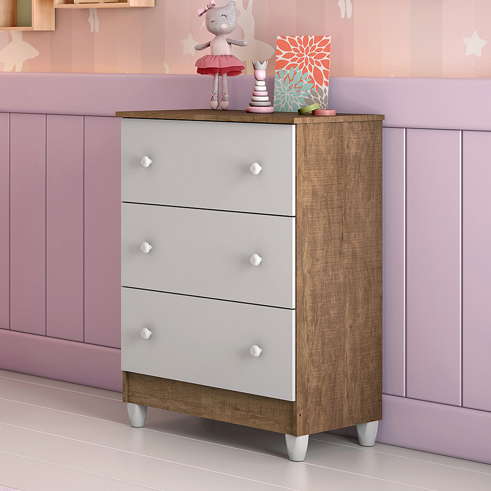 Quarto Infantil Maria I 2 PT 5 GV Branco e Amadeirado