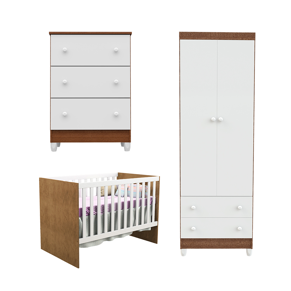 Quarto Infantil Maria I 2 PT 5 GV Branco e Amadeirado