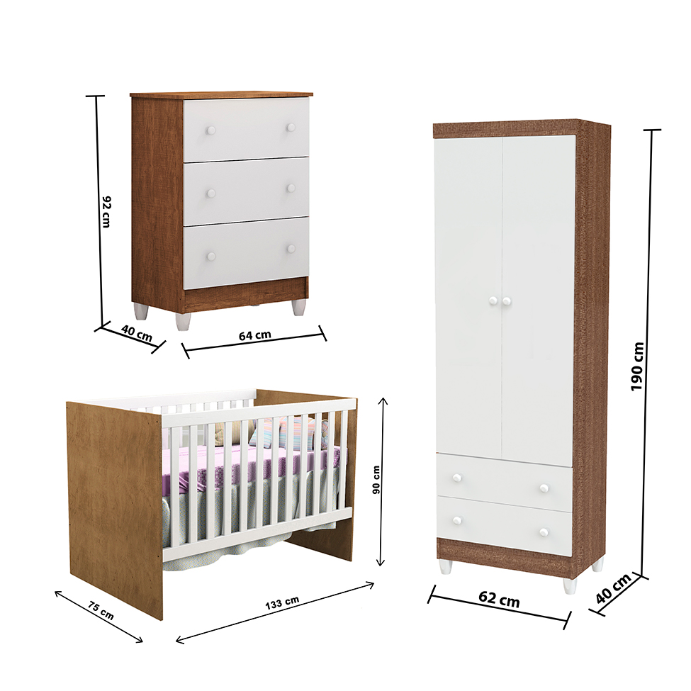 Quarto Infantil Maria I 2 PT 5 GV Branco e Amadeirado