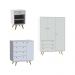 Quarto Infantil Retrô Plus com Guarda-Roupa 3 PT 3 GV Cômoda 1 PT 4 GV e Mesa de Cabeceira 1 GV Branco