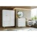 Quarto Solteiro Retrô Plus com Guarda-Roupa 3 PT 3 GV Cômoda 4 GV e Mesa de Cabeceira 1 GV Branco