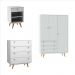 Quarto Solteiro Retrô Plus com Guarda-Roupa 3 PT 3 GV Cômoda 4 GV e Mesa de Cabeceira 1 GV Branco