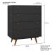 Quarto Solteiro Retrô Plus com Guarda-Roupa 3 PT 3 GV Cômoda 4 GV e Mesa de Cabeceira 1 GV Preto