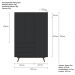 Quarto Solteiro Retrô Plus com Guarda-Roupa 3 PT 3 GV Cômoda 4 GV e Mesa de Cabeceira 1 GV Preto