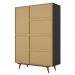 Quarto Solteiro Retrô Plus com Guarda-Roupa 3 PT 3 GV Cômoda 4 GV e Mesa de Cabeceira 1 GV Preto
