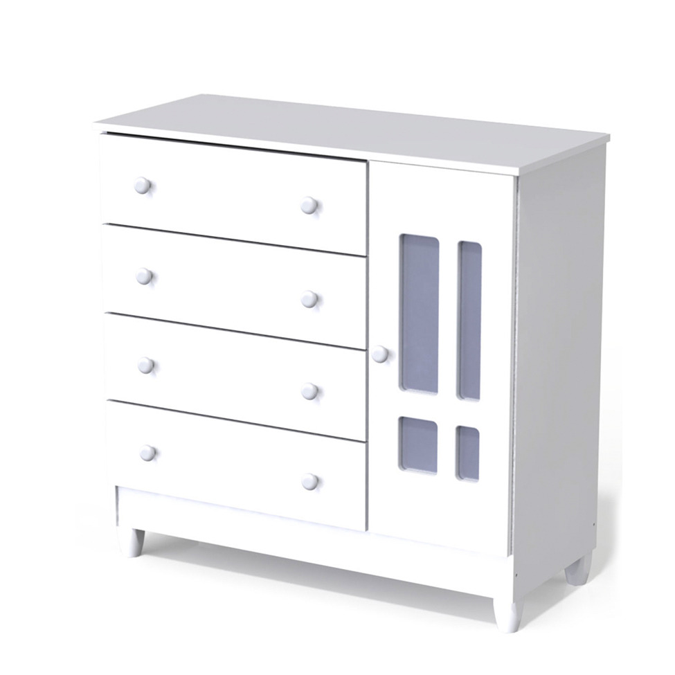 Quarto de Bebê Ariel II Berço Guarda-Roupa Cômoda Branco Infantil
