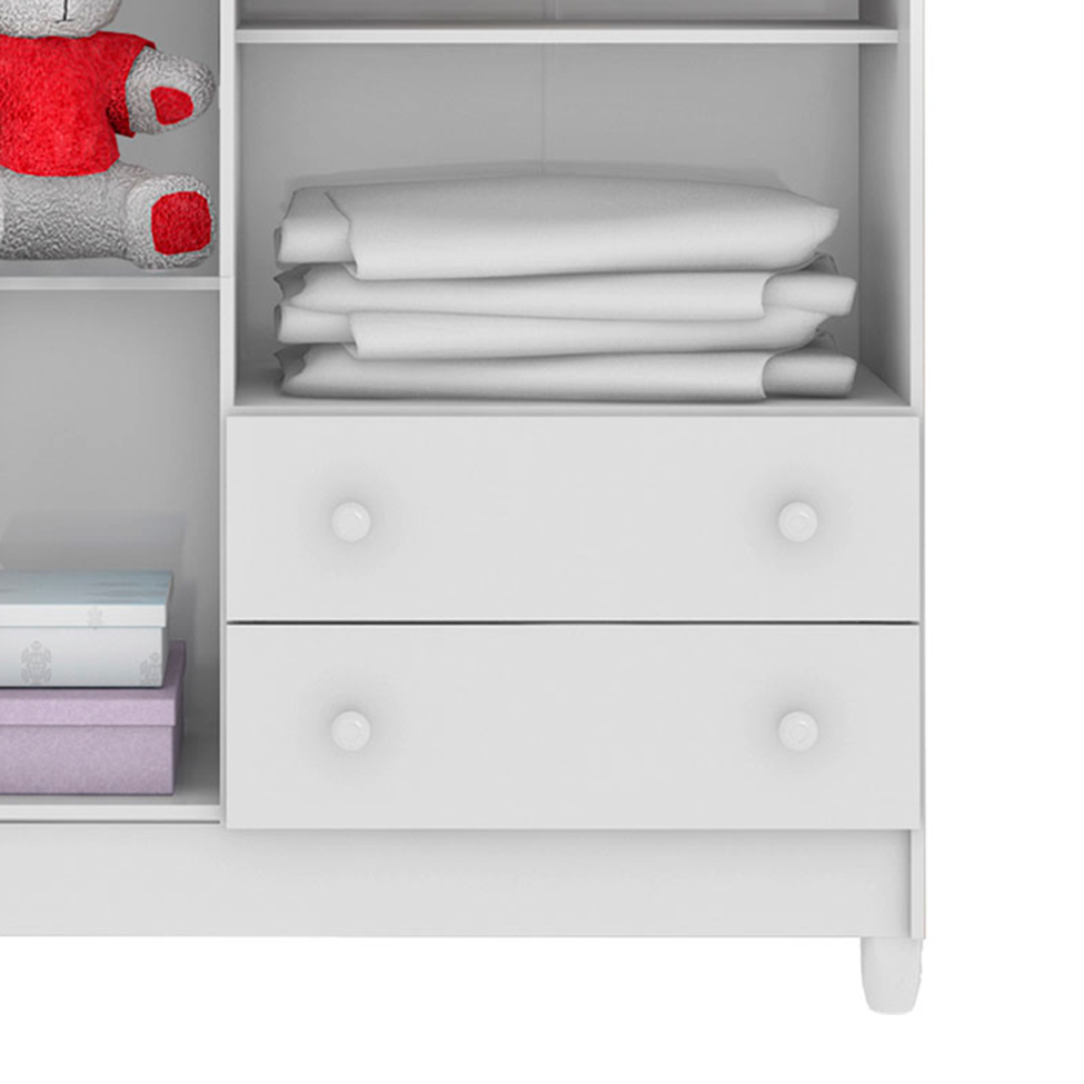 Quarto de Bebê Ariel II Berço Guarda-Roupa Cômoda Branco Infantil