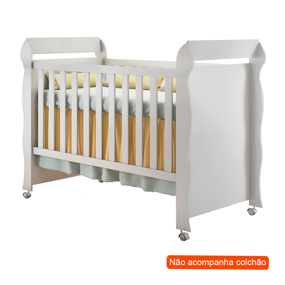 Quarto de Bebê Ariel II Berço Guarda-Roupa Cômoda Branco Infantil