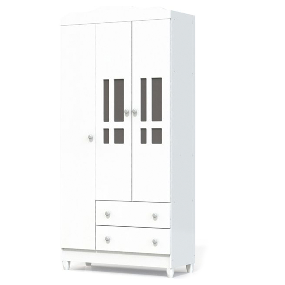 Quarto de Bebê Ariel II Berço Guarda-Roupa Cômoda Branco Infantil