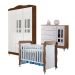 Quarto de Bebê Ariel II Berço Guarda-Roupa Cômoda Branco e Marrom Infantil