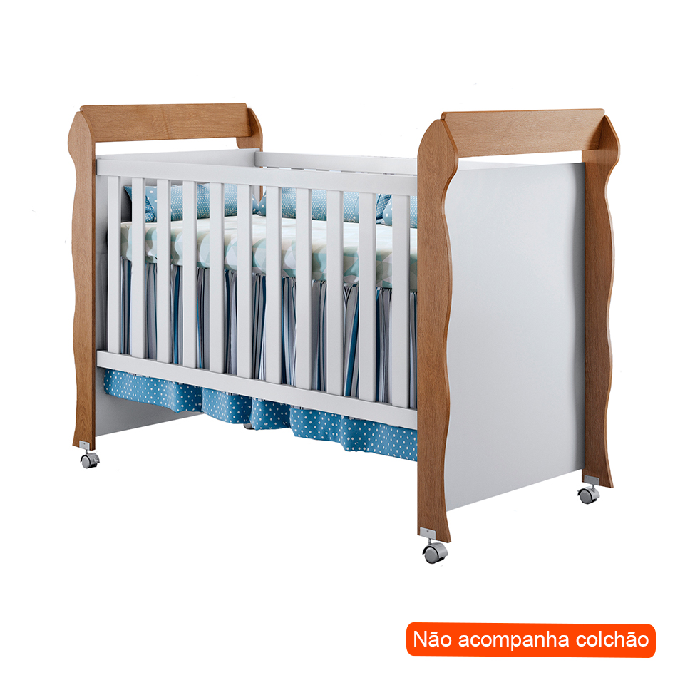 Quarto de Bebê Ariel II Berço Guarda-Roupa Cômoda Branco e Marrom Infantil