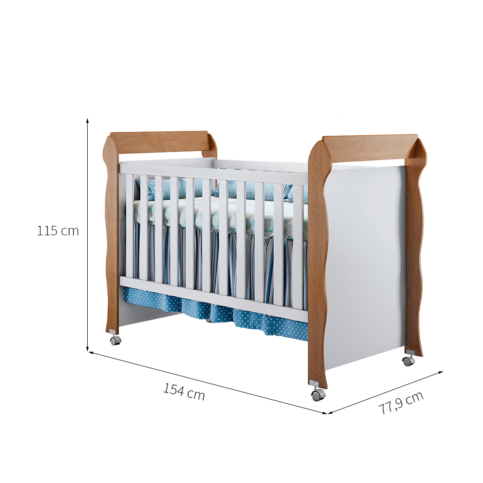 Quarto de Bebê Ariel IV Berço Guarda-Roupa Cômoda Branco e Marrom Infantil