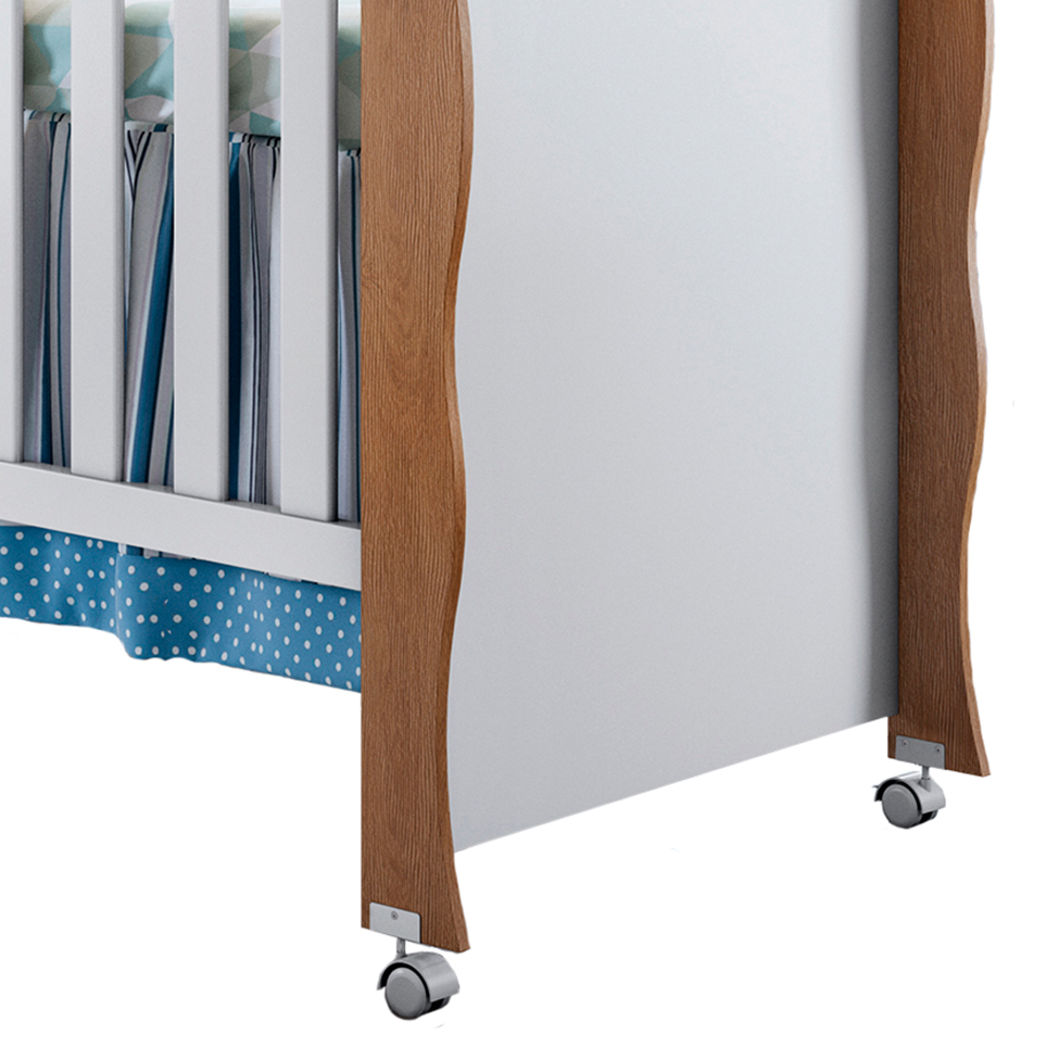 Quarto de Bebê Ariel IV Berço Guarda-Roupa Cômoda Branco e Marrom Infantil
