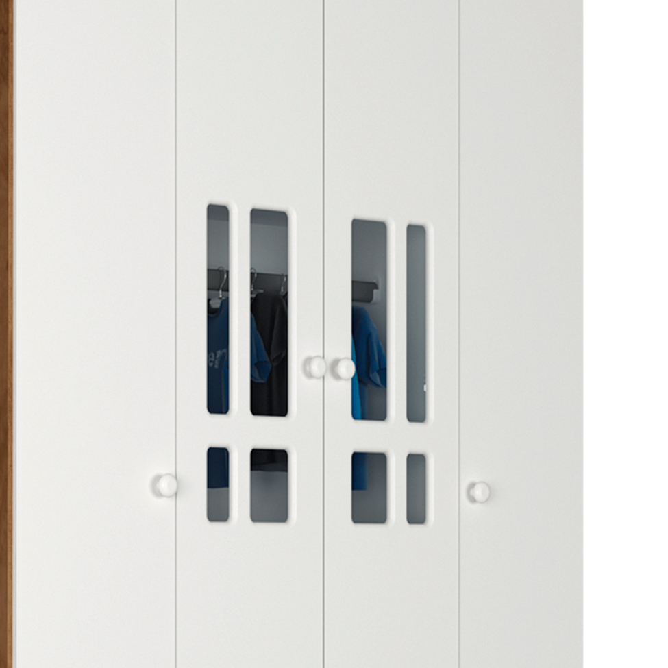 Quarto de Bebê Ariel IV Berço Guarda-Roupa Cômoda Branco e Marrom Infantil
