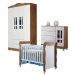 Quarto de Bebê Ariel IV Berço Guarda-Roupa Cômoda Branco e Marrom Infantil