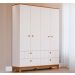 Quarto de Bebê Biscoito com Berço Minicama, Guarda-Roupa 4 PT 4 GV e Cômoda 6 GV Branco e Nature