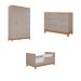 Quarto de Bebê Biscoito com Berço Minicama, Guarda-Roupa 4 PT 4 GV e Cômoda 6 GV Fendi e Nature