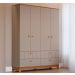 Quarto de Bebê Biscoito com Berço Minicama, Guarda-Roupa 4 PT 4 GV e Cômoda 6 GV Fendi e Nature
