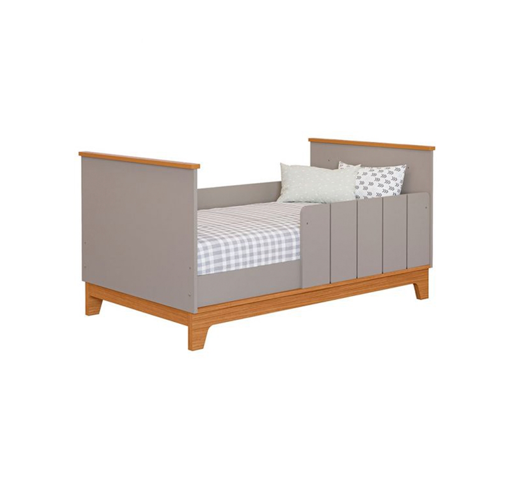 Quarto de Bebê Biscoito com Berço Minicama, Guarda-Roupa 4 PT 4 GV e Cômoda 6 GV Fendi e Nature