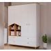 Quarto de Bebê Candy com Berço, Guarda-Roupa 4 PT 4 GV e Cômoda 1 PT 3 GV Branco e Nature