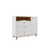 Quarto de Bebê Candy com Berço, Guarda-Roupa 4 PT 4 GV e Cômoda 1 PT 3 GV Branco e Nature
