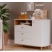 Quarto de Bebê Candy com Berço, Guarda-Roupa 4 PT 4 GV e Cômoda 1 PT 3 GV Branco e Nature