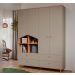 Quarto de Bebê Candy com Berço, Guarda-Roupa 4 PT 4 GV e Cômoda 1 PT 3 GV Fendi e Nature