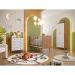 Quarto de Bebê Encanto com Berço 66 cm, Cômoda 4 GV e Guarda-Roupa 2 PT e 2 GV Nogal e Branco