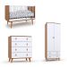 Quarto de Bebê Encanto com Berço 66 cm, Cômoda 4 GV e Guarda-Roupa 2 PT e 2 GV Nogal e Branco