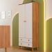 Quarto de Bebê Encanto com Berço 66 cm, Cômoda 4 GV e Guarda-Roupa 2 PT e 2 GV Nogal e Branco