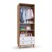 Quarto de Bebê Encanto com Berço 66 cm, Cômoda 4 GV e Guarda-Roupa 2 PT e 2 GV Nogal e Branco