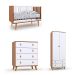 Quarto de Bebê Encanto com Berço 76 cm, Cômoda 4 GV e Guarda-Roupa 2 PT e 2 GV Nogal e Branco