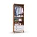 Quarto de Bebê Encanto com Berço 76 cm, Cômoda 4 GV e Guarda-Roupa 2 PT e 2 GV Nogal e Branco