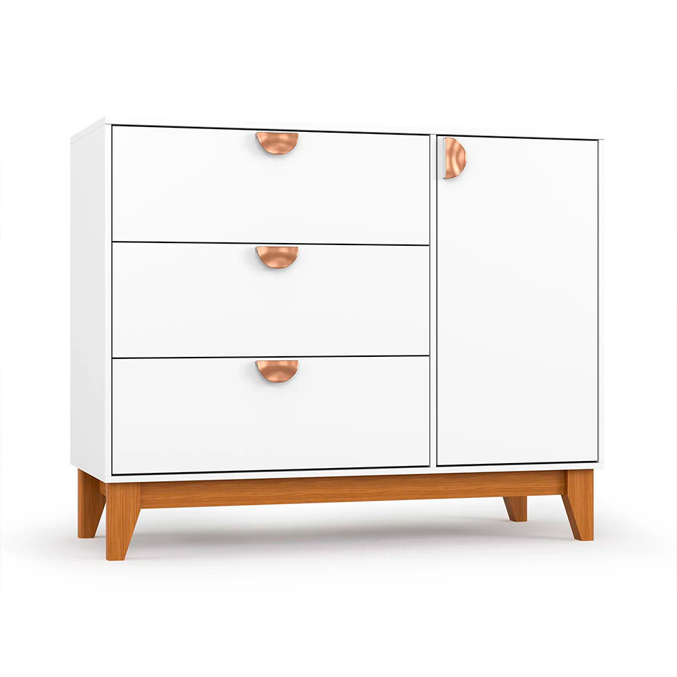Quarto de Bebê Magia com Berço Minicama e Cômoda 1 Porta 3 Gavetas Branco