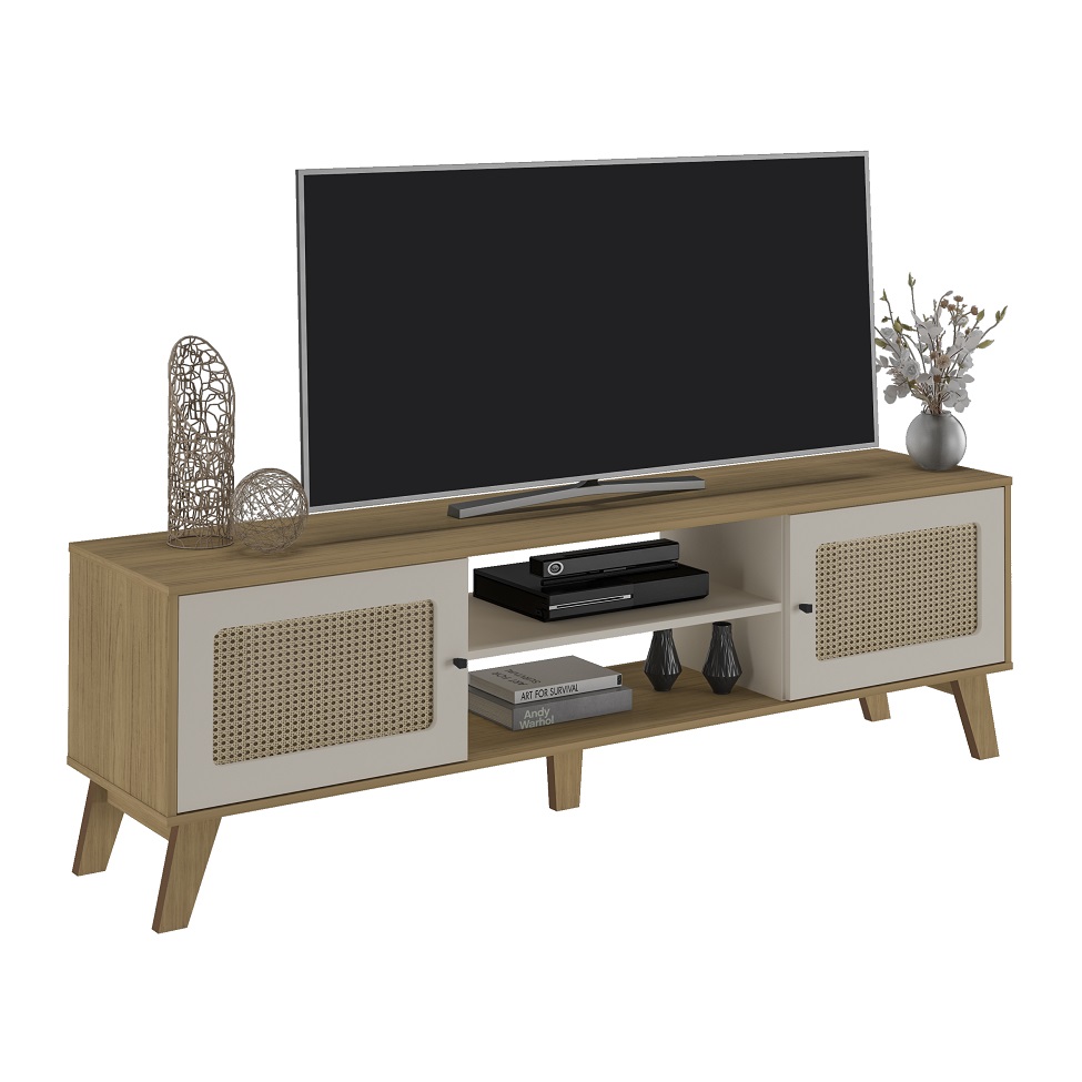 Rack Charlotte 2 PT Carvalho e Off White 180 cm
