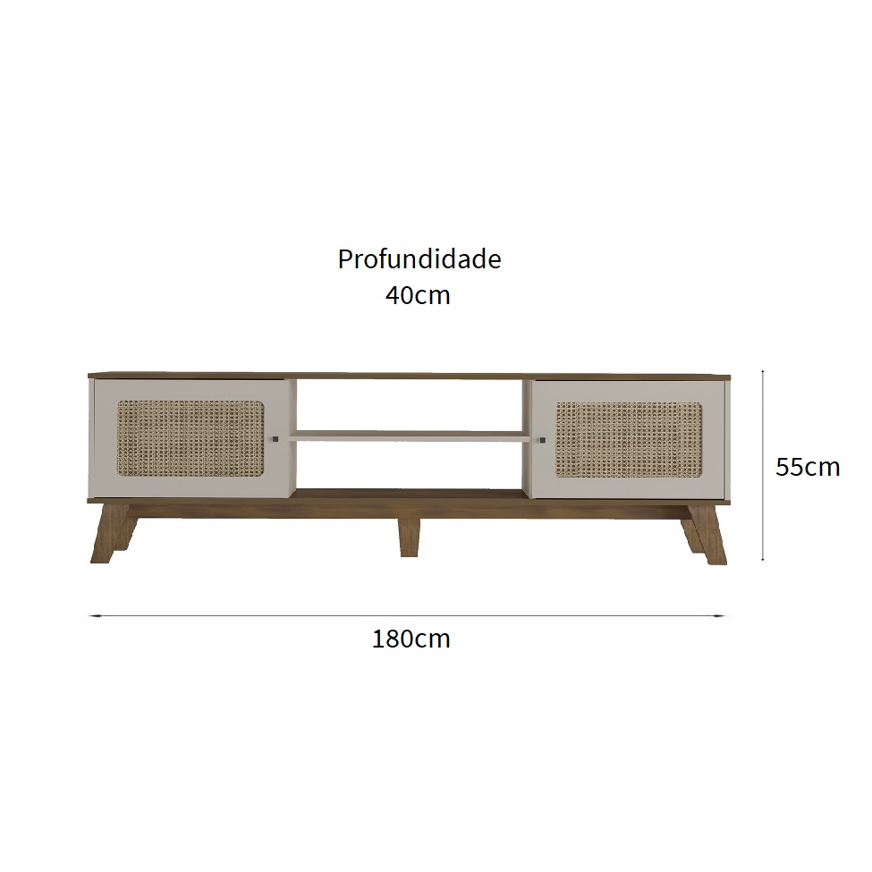 Rack Charlotte 2 PT Pinho e Off White 180 cm