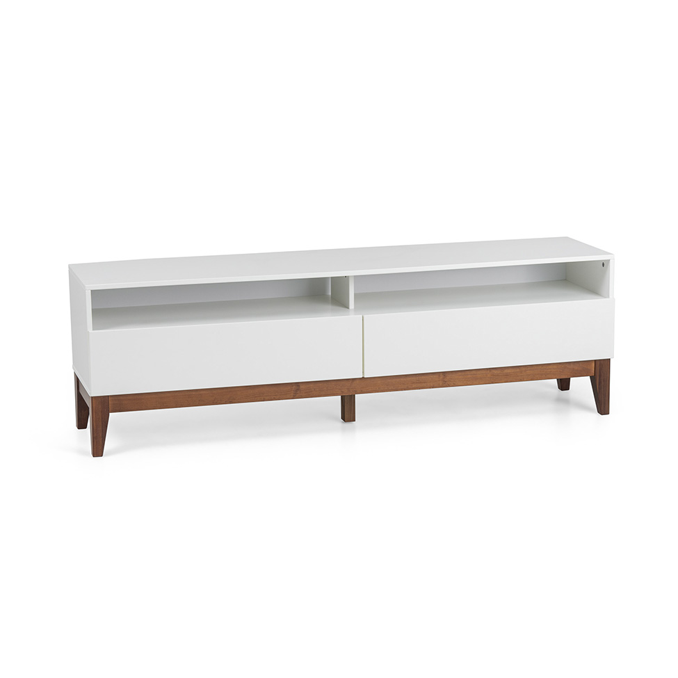 Rack Fresh 2 Gavetas Branco e Imbuia
