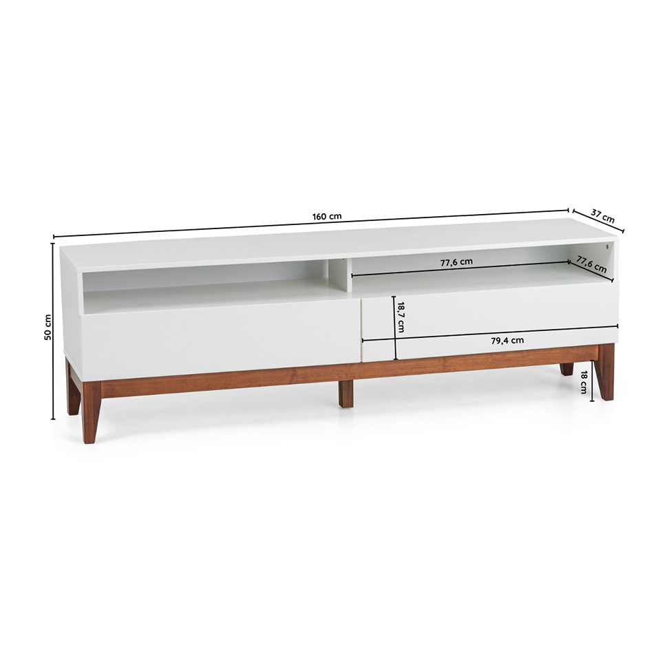 Rack Fresh 2 Gavetas Branco e Imbuia