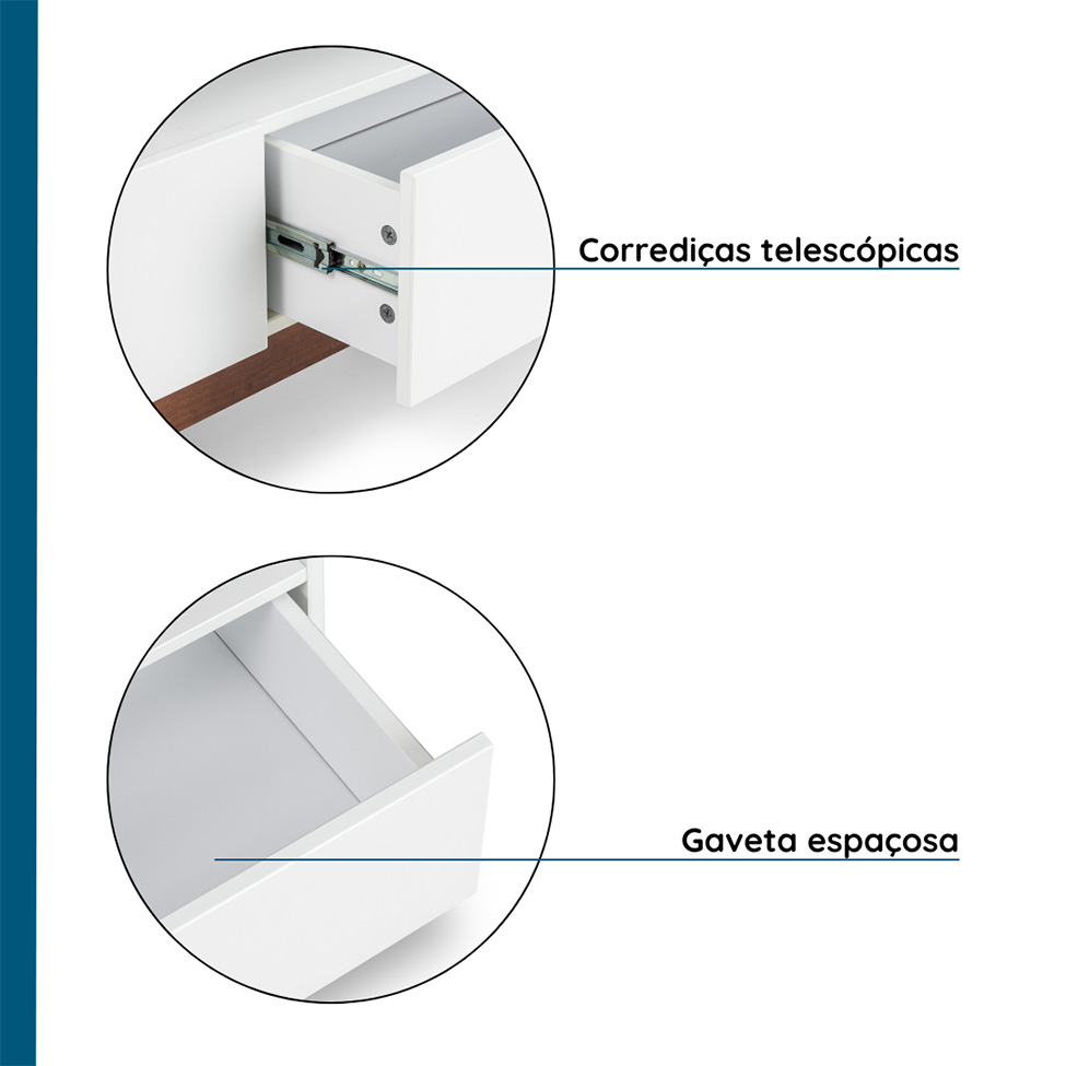 Rack Fresh 2 Gavetas Branco e Imbuia