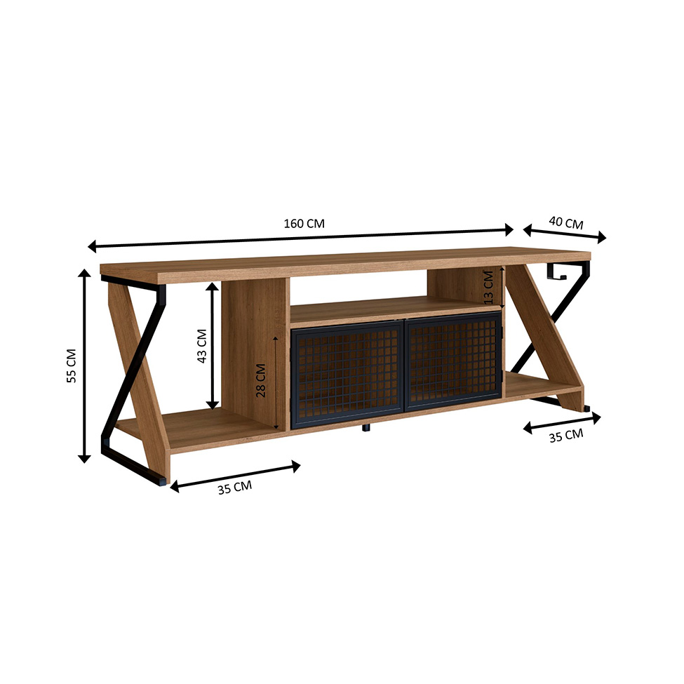Rack Gamer para TV até 60 Polegadas Linus com LED 2 PT Mel e Preto