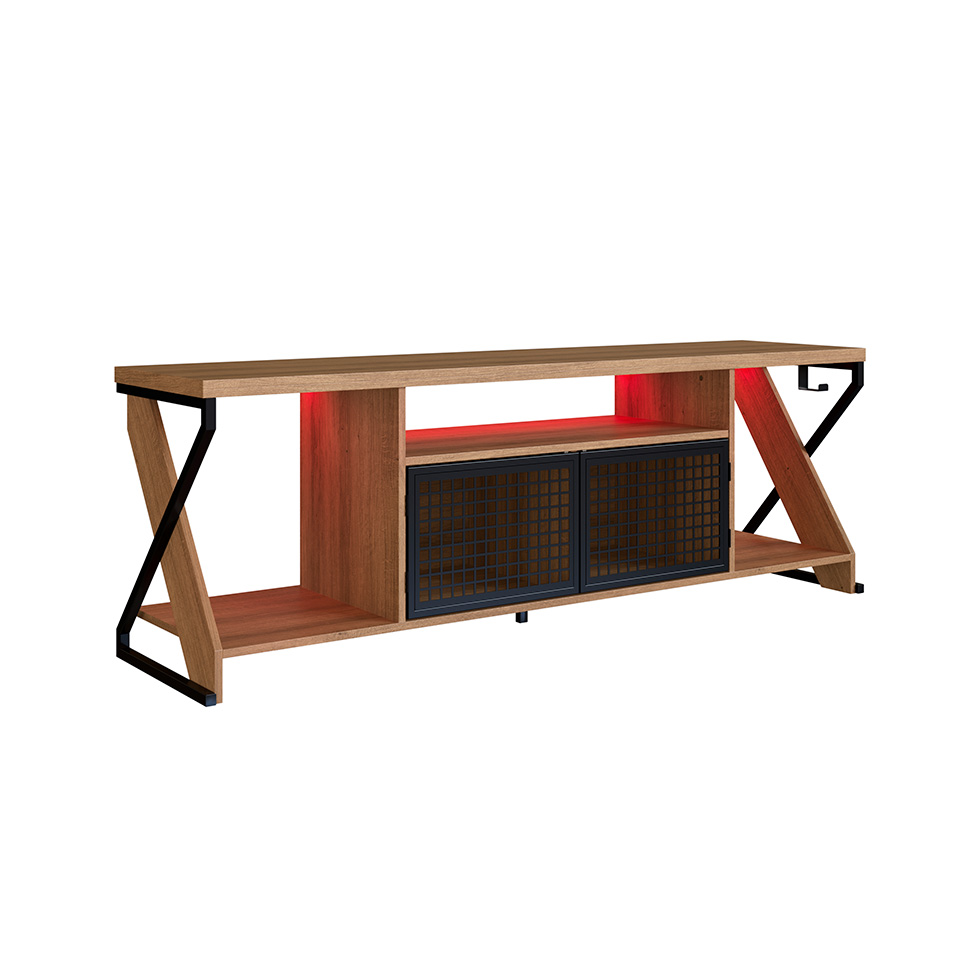 Rack Gamer para TV até 60 Polegadas Linus com LED 2 PT Mel e Preto
