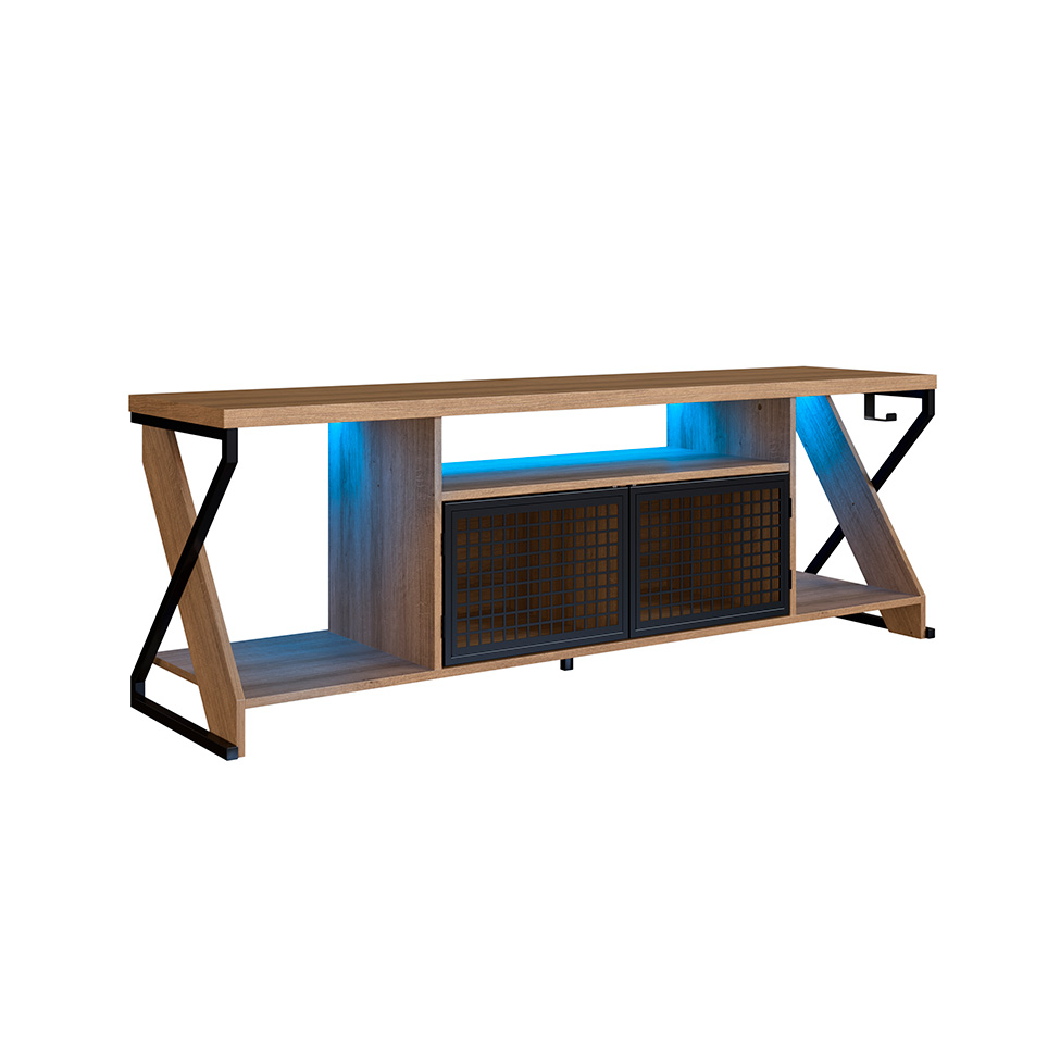 Rack Gamer para TV até 60 Polegadas Linus com LED 2 PT Mel e Preto