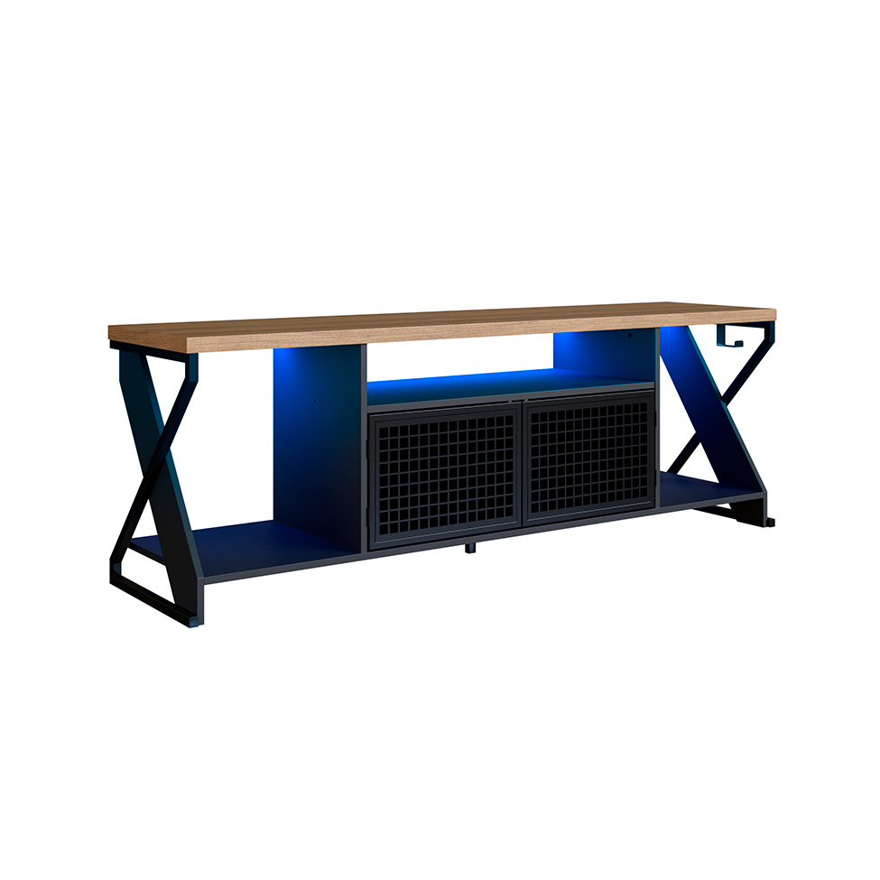 Rack Gamer para TV até 60 Polegadas Linus com LED 2 PT Preto e Mel
