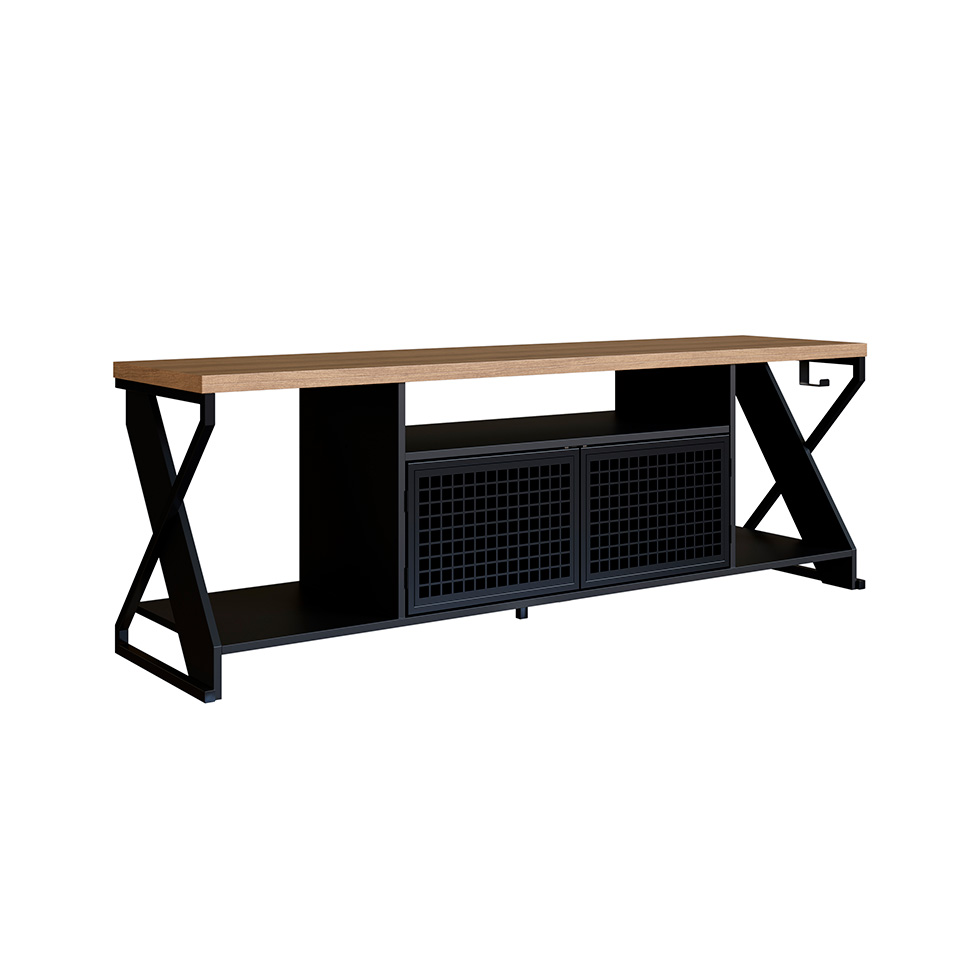 Rack Gamer para TV até 60 Polegadas Linus com LED 2 PT Preto e Mel