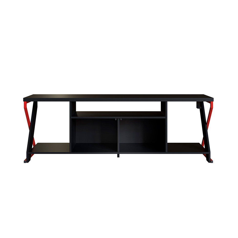 Rack Gamer para TV até 60 Polegadas Linus com LED 2 PT Preto e Vermelho